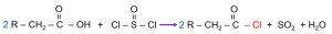 Preparation of carboxylic acid chlorides by reaction of thionyl chloride